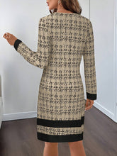 1pc Women Elegant Two-Tone Knitted Casual Dress